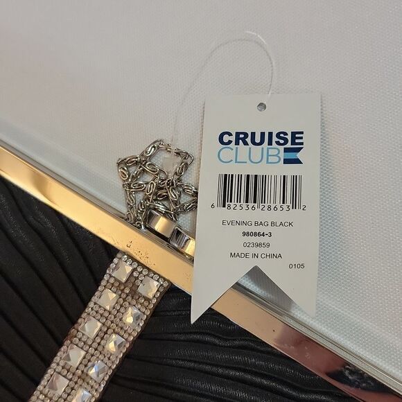 NWT Cruise Club Evening Bag Bling Convertible Purse Crossbody Clutch Black - Picture 7 of 8
